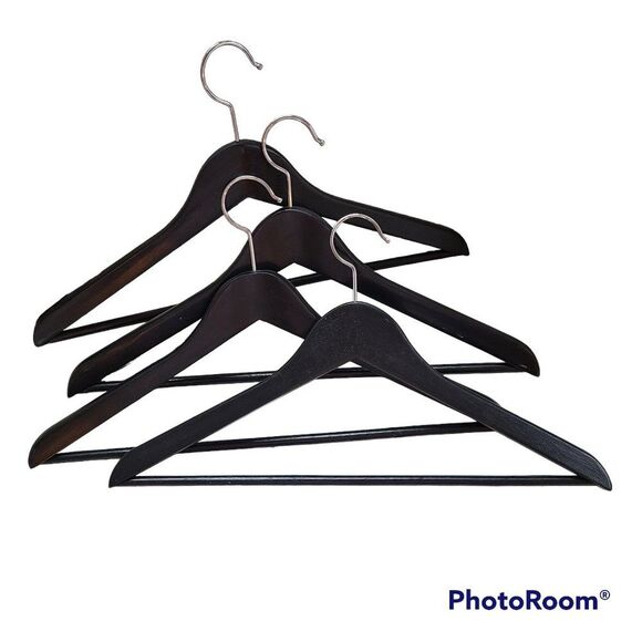 Set of Four Wooden Wood Blazer Jacket Shirts Pants Clothes Hangers - Picture 1 of 8